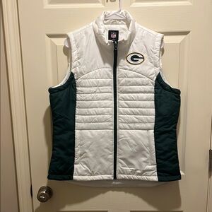 NFL Women's Packers White and Green Quilted Vest